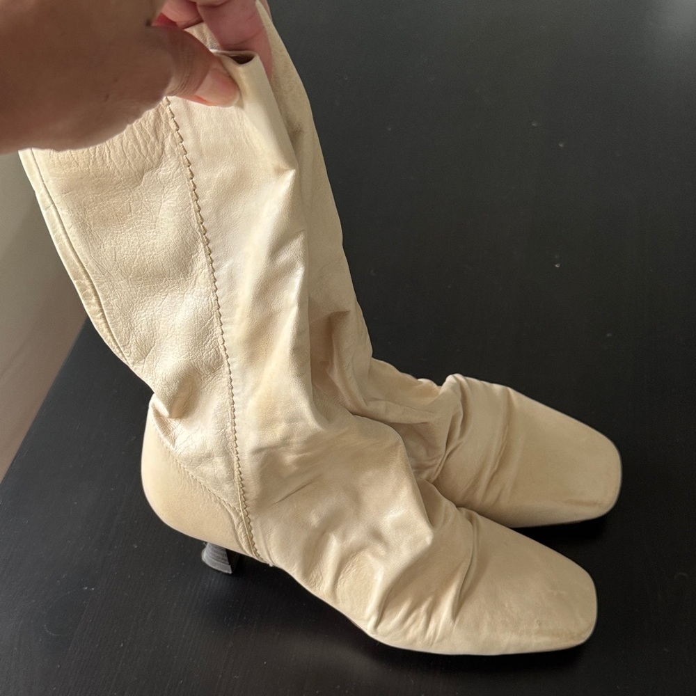 Free People Cream Heeled Boots